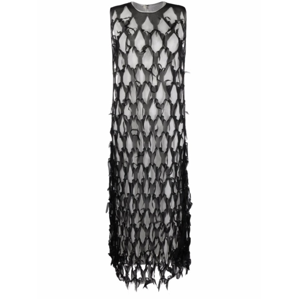 cut-out silk-blend dress