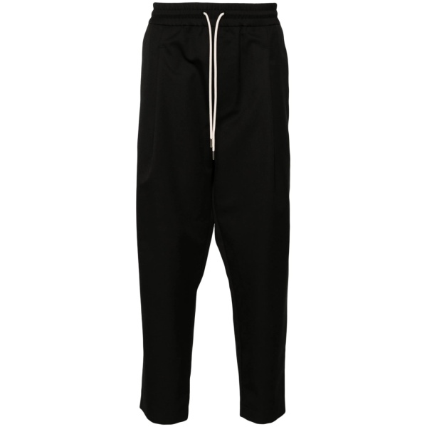 drawstring twill cropped trousers