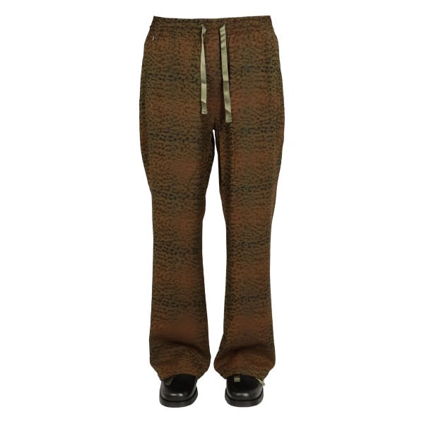 drawstring-waist animal-print trousers