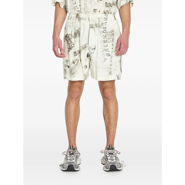 elastic-waist print pyjamas shorts