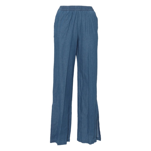 elastic-waist split-hem jeans