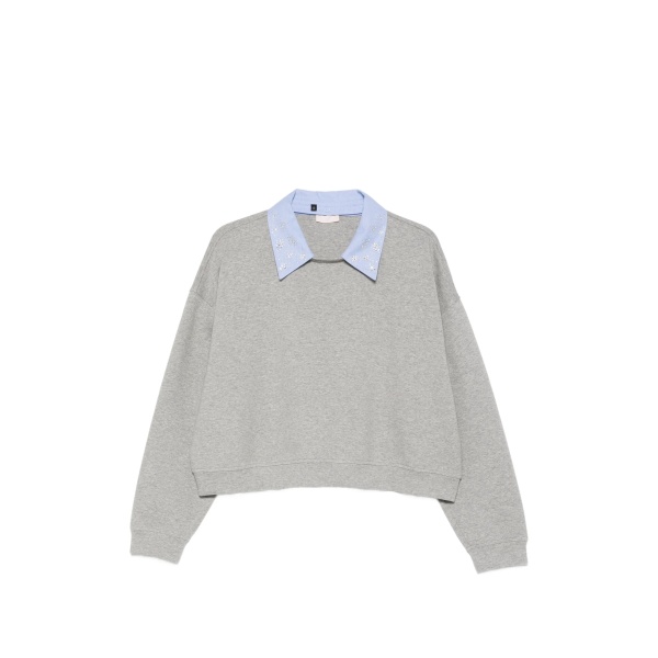 embellished-collar sweatshirt