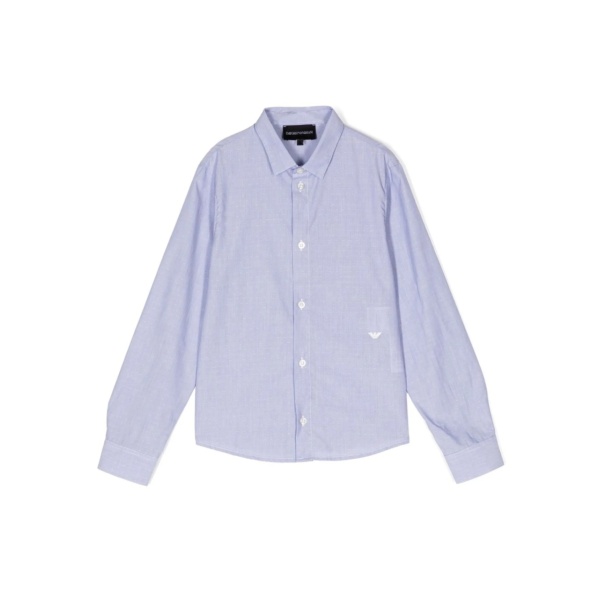 embroidered-logo polka-dot shirt