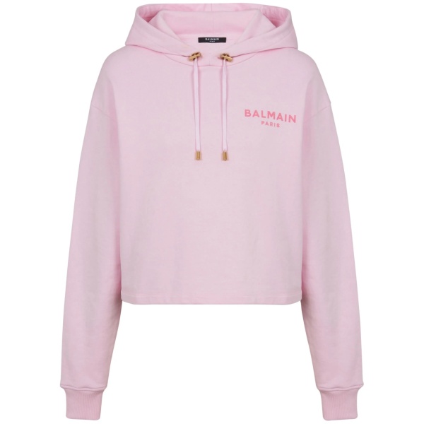 flocked-logo cotton hoodie