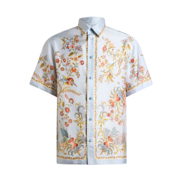flora fauna-print silk shirt