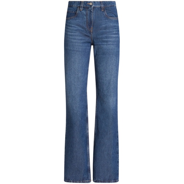 floral-embroidered high-waist jeans