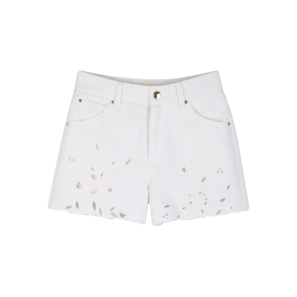 floral-embroidered shorts