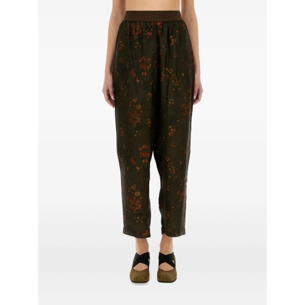 floral-print elastic-waist trousers