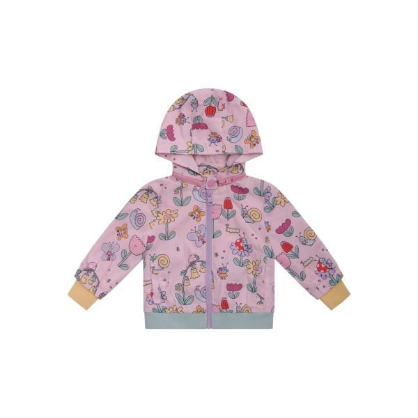 floral-print hooded rain jacket