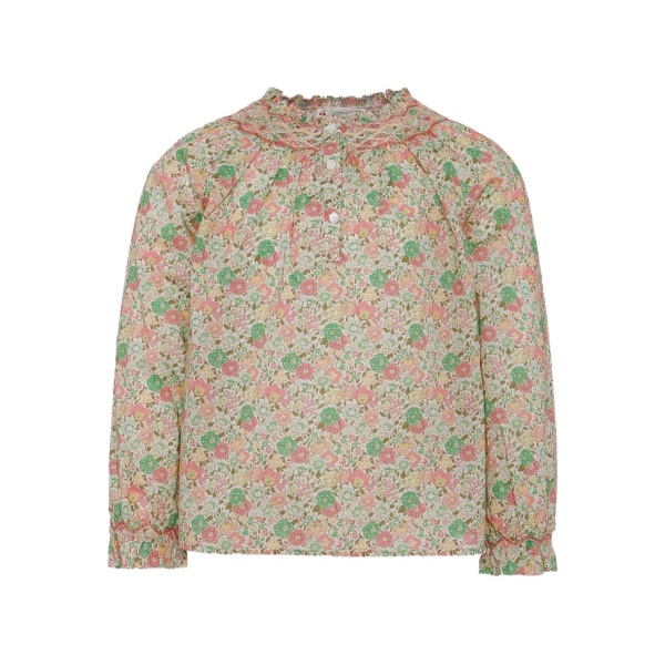 floral-print ruffled blouse