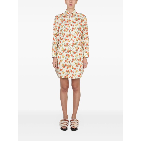 floral-print shirt mini dress