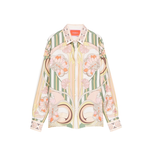 floral-print striped shirt