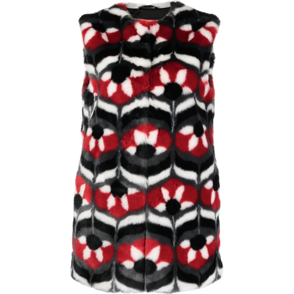 geometric faux-fur gilet