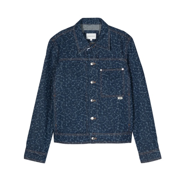 geometric-patterned denim jacket