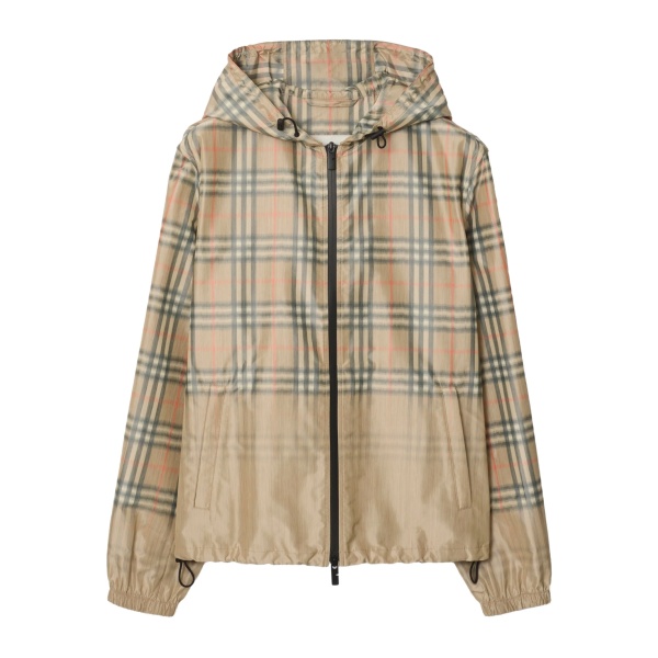 gradient check hooded lightweight jacket
