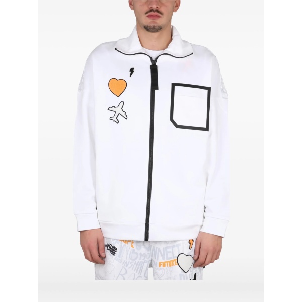graphic-patch zip-up sweatshirt