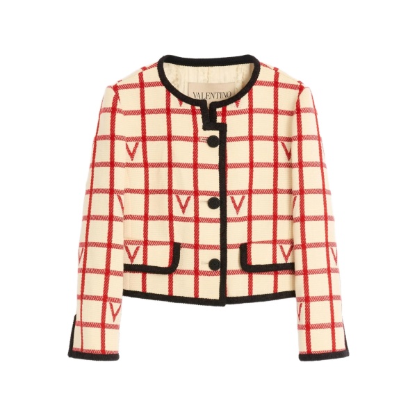 grid pattern embellished jacket
