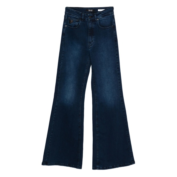 high-waisted flared jeans