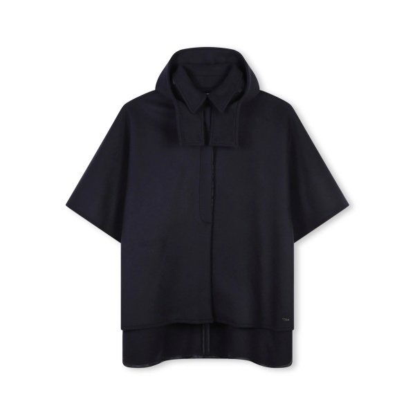 hooded layered wool cape