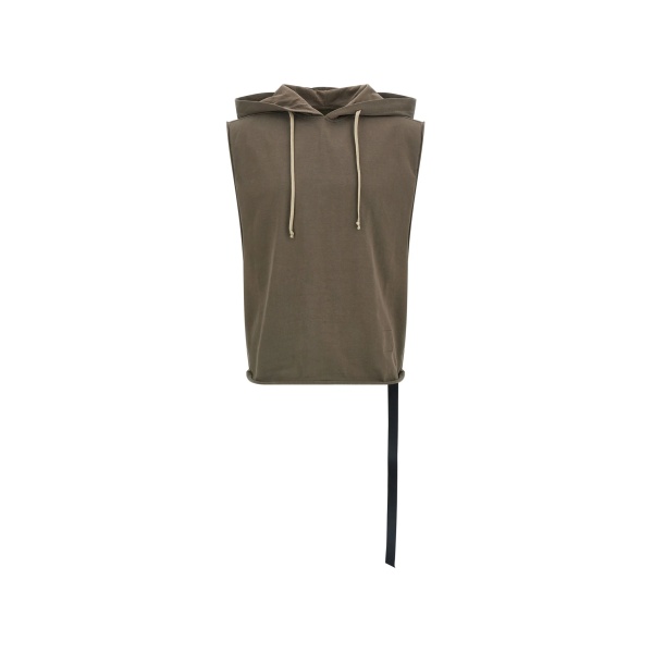 hooded raw-cut vest