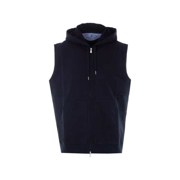 hooded zip gilet