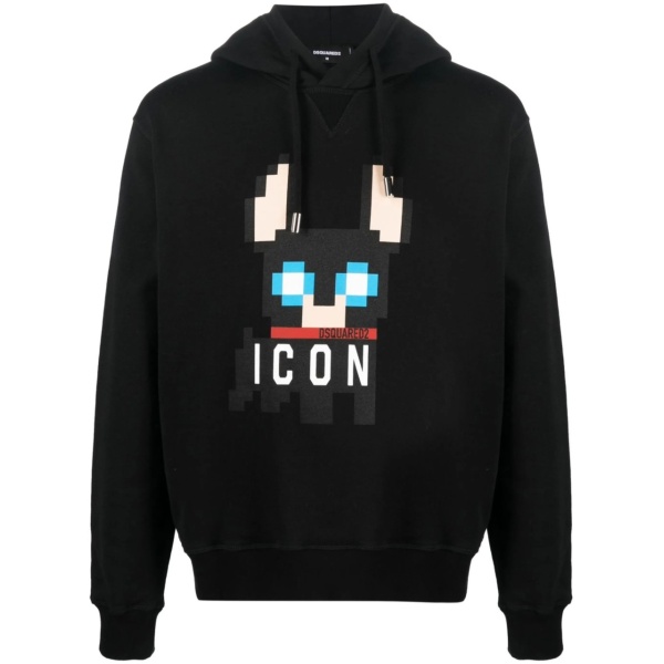 Icon-print cotton hoodie