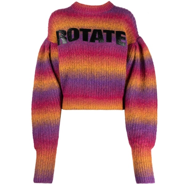 intarsia-logo striped cropped jumper