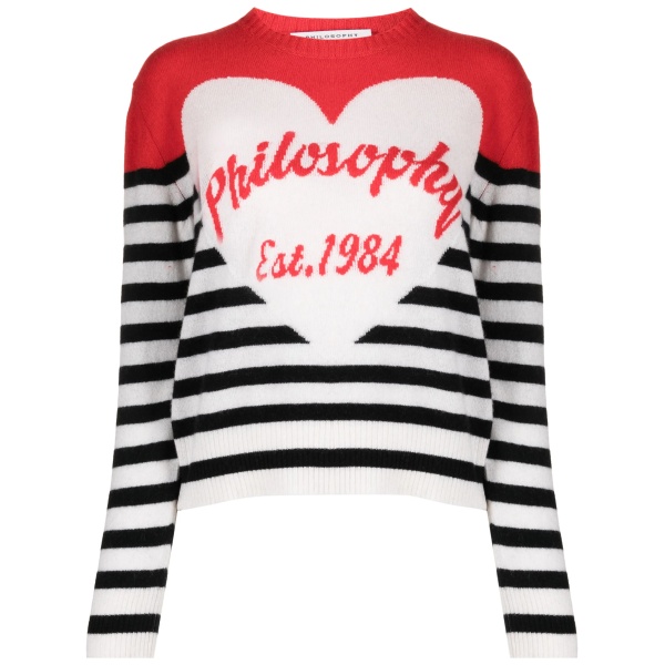 intarsia-logo striped sweatshirt