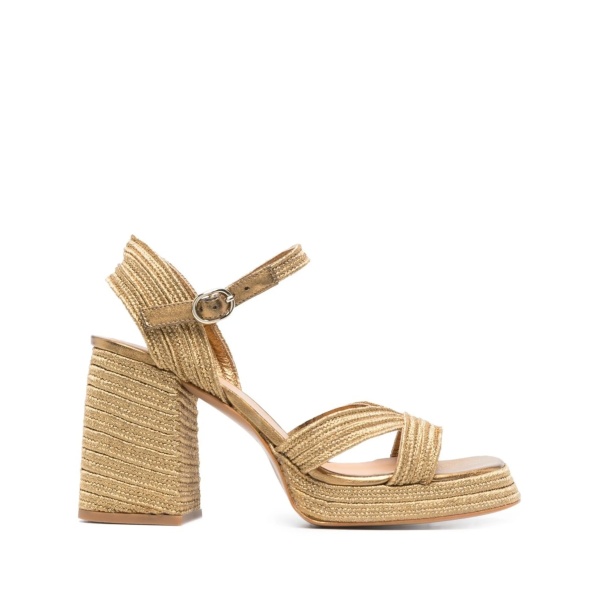 interwoven metallic slingback sandals