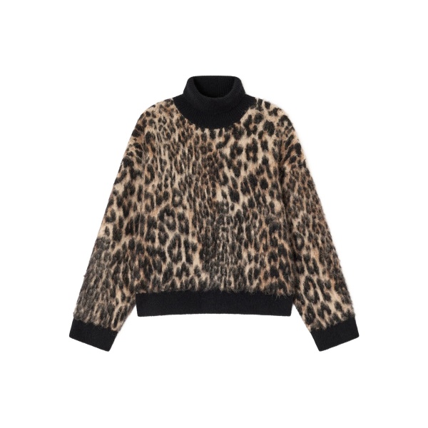 leopard-print turtleneck sweater