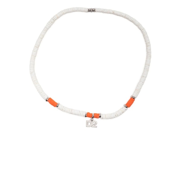 logo-charm beaded necklace