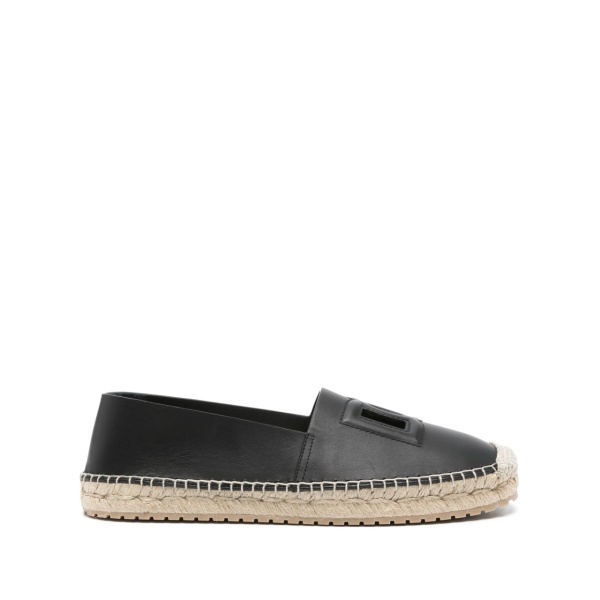logo-embossed leather espadrilles