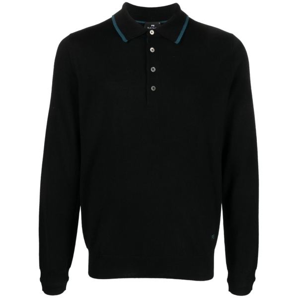 logo-embroidered merino polo shirt