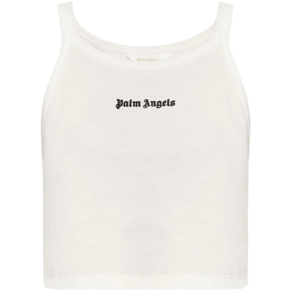 logo-embroidered ribbed tank top