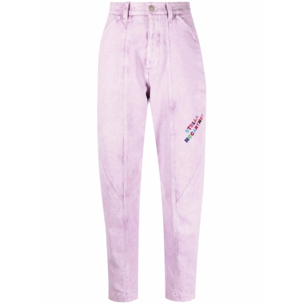 logo-embroidered tapered jeans