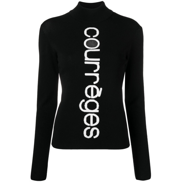 logo-intarsia cut-out jumper
