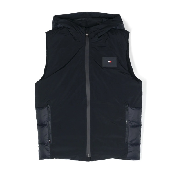logo-patch hooded gilet