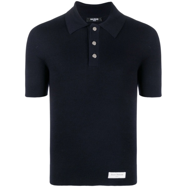 logo-patch wool polo shirt