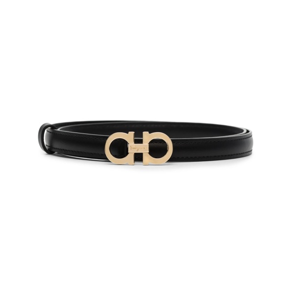 logo-plaque leather belt