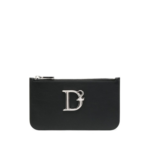 logo-plaque leather purse