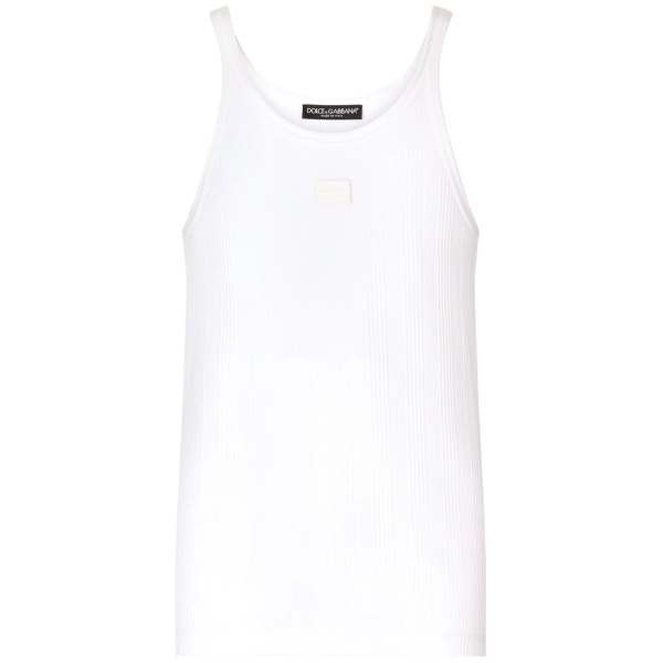 logo-plaque ribbed tank top
