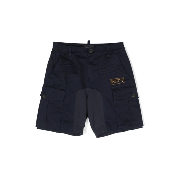 logo-print contrast-panel cargo shorts