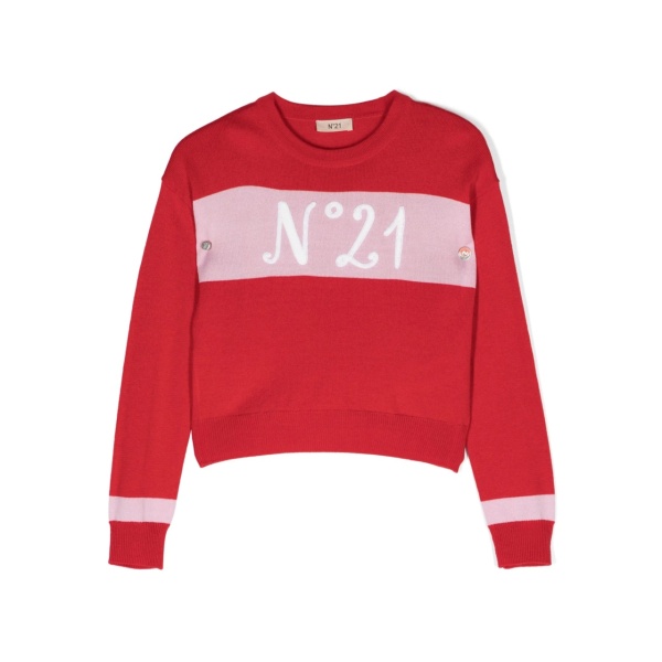 logo-print knit jumper