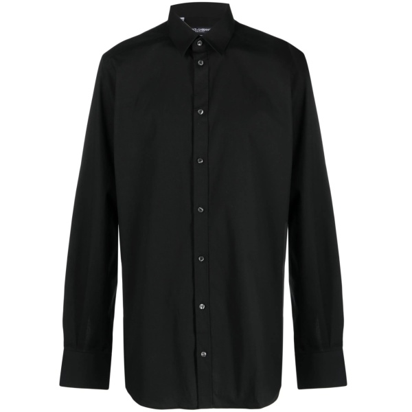 long-sleeve cotton-blend shirt