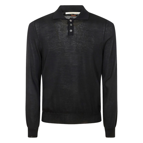 long-sleeve cotton polo shirt