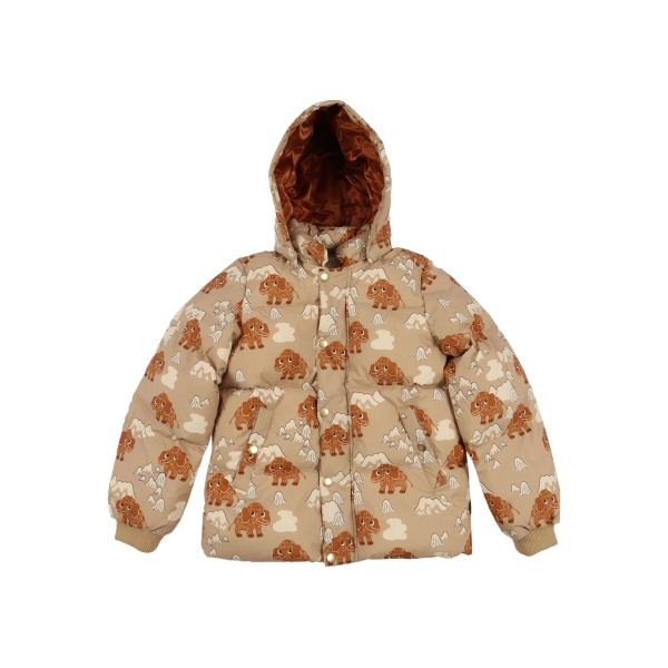mammoth-print hooded puffer jacket
