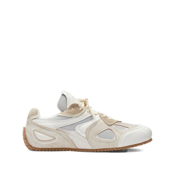 mesh-panel leather sneakers