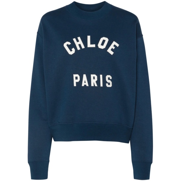 mock-neck logo-patch sweatshirt
