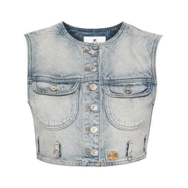 Multiflex cropped denim vest