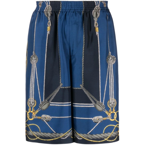 Nautical-print silk shorts